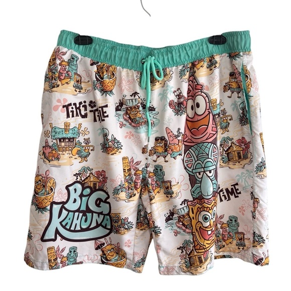 Sponge Bob Square Pants Swim Suit Trunks Shorts XL Big Kahjna Tiki Time Bar NEW! - Picture 6 of 15